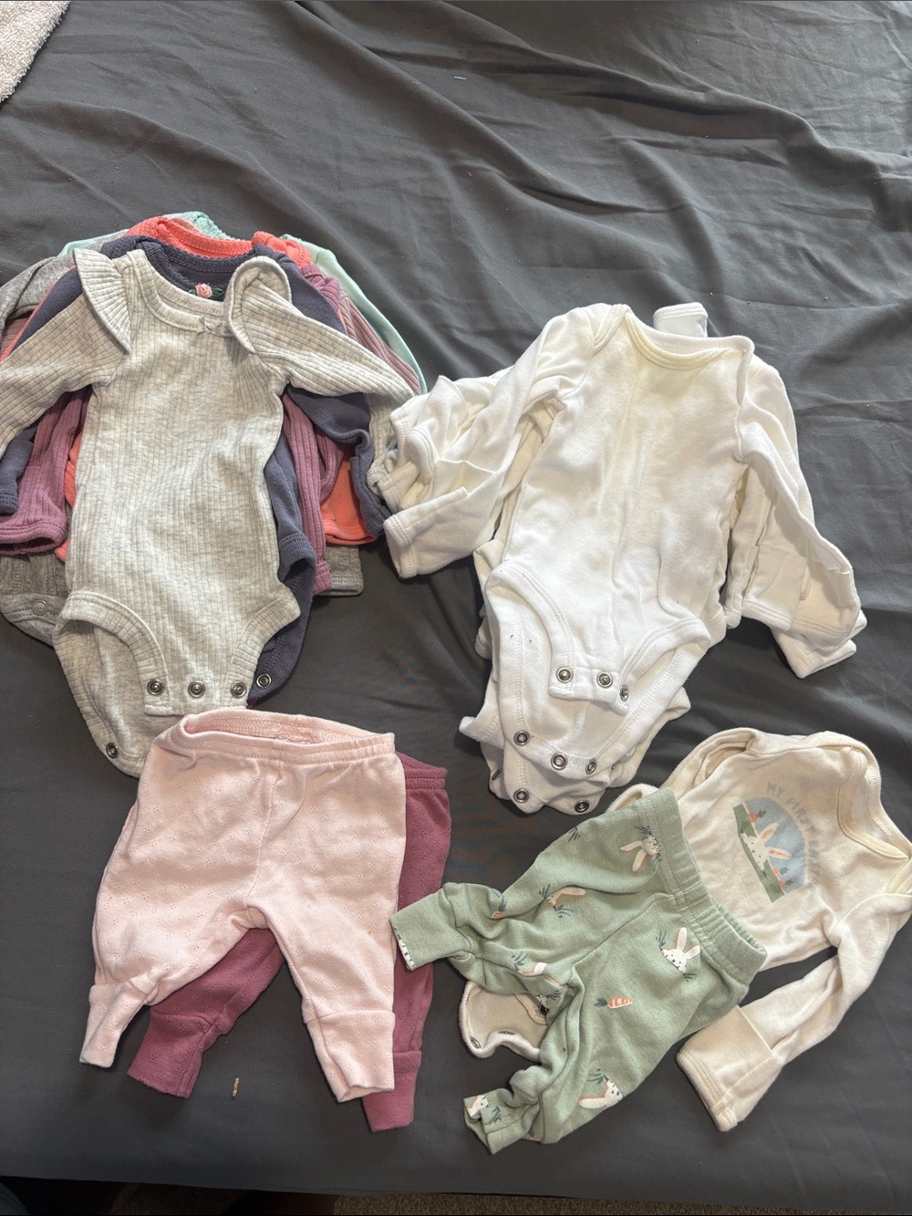 Carter's Baby One-Piece Bodysuit Set in White, Gray, Pink, Green